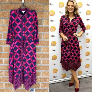 Monsoon Gabby Geo Print Shirt Dress size 8